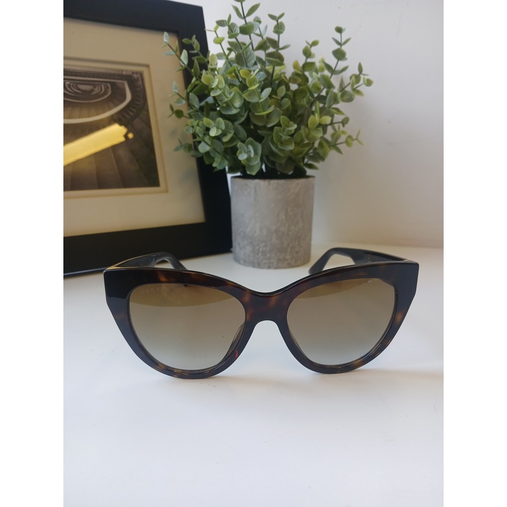 Gucci GG0460S Cat Eye Sunglasses Tortoise Shell Web Stripe Made in Italy 53mm - Picture 6 of 8
